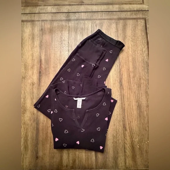 Victoria’s Secret Heart Pajamas S Small Valentines Day - Picture 3 of 14